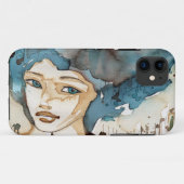 Blauwe vrouw Case-Mate iPhone case (Achterkant (horizontaal))