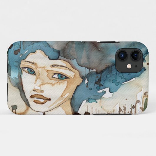 Blauwe vrouw Case-Mate iPhone case (Achterkant (horizontaal))