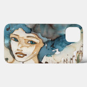 Blauwe vrouw Case-Mate iPhone case (Achterkant (horizontaal))