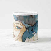 Blauwe vrouw grote koffiekop (Voorkant)