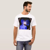 Blauwe vrouw in de ruimte t-shirt (Voorkant volledig)