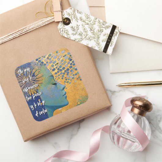 Blauwe vrouw laat controle Sticker los (Geschenken)