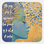 Blauwe vrouw laat controle Sticker los (Voorkant)