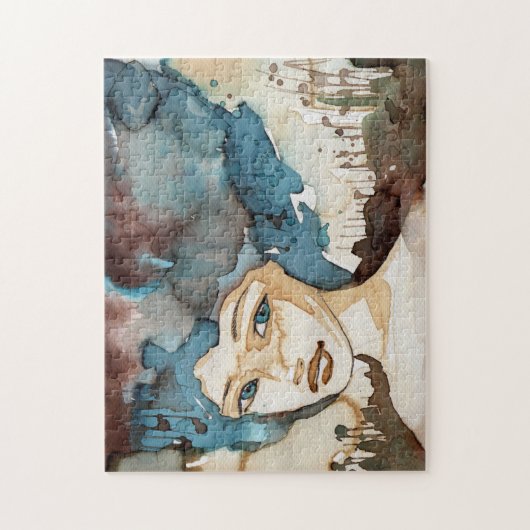 Blauwe vrouw legpuzzel (Verticaal)