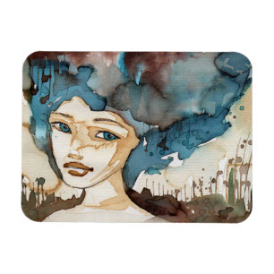 Blauwe vrouw magneet