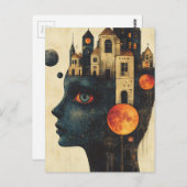 Blauwe vrouw met een kasteel op haar hoofd briefkaart (Voorkant / Achterkant)