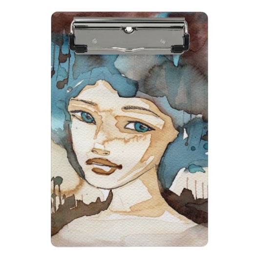 Blauwe vrouw mini klembord (Voorkant)