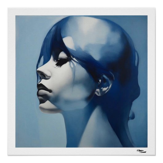 Blauwe vrouw perfect poster (Voorkant)