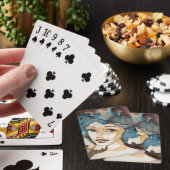 Blauwe vrouw pokerkaarten (Insitu)