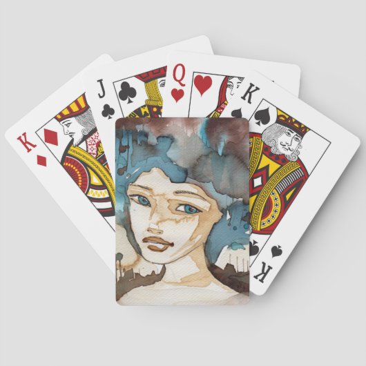 Blauwe vrouw pokerkaarten (Achterkant)