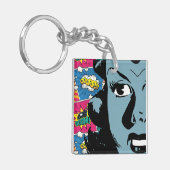 Blauwe Vrouw - Pop Art Sleutelhanger (Voorkant Links)