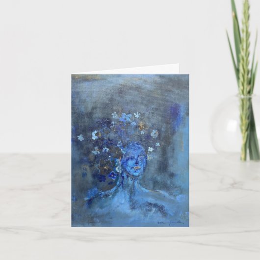Blauwe Vrouw Schilderij Notitiekaart (Voorkant)