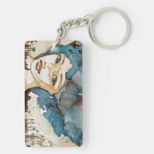 Blauwe vrouw sleutelhanger
