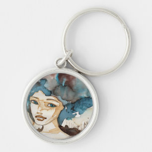 Blauwe vrouw sleutelhanger