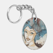 Blauwe vrouw sleutelhanger (Voorkant Links)