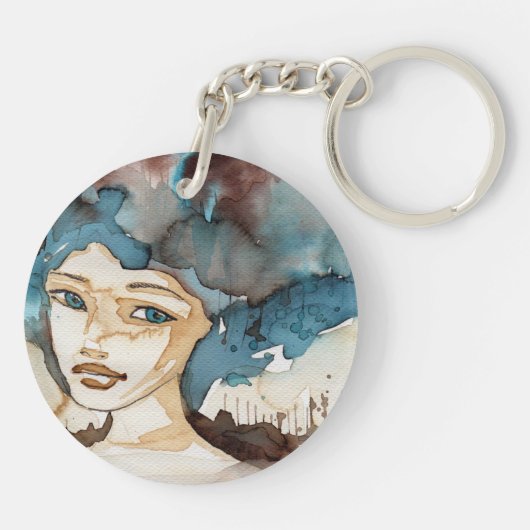 Blauwe vrouw sleutelhanger (Achterkant)