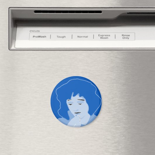 Blauwe vrouw slikt mifepriston magneet (Insitu (Vaatwasser))