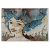Blauwe vrouw snijplank (Voorkant)