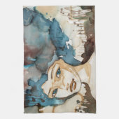 Blauwe vrouw theedoek (Verticaal)