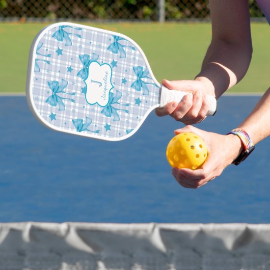 Blauwe Vrouwelijke Coquette Bows Pickleball Paddle (Insitu)