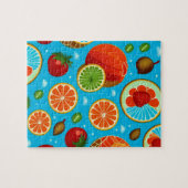 Blauwe vruchten patroon legpuzzel (Horizontaal)