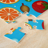 Blauwe vruchten patroon legpuzzel (Zijkant)