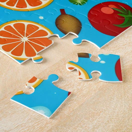 Blauwe vruchten patroon legpuzzel (Zijkant)