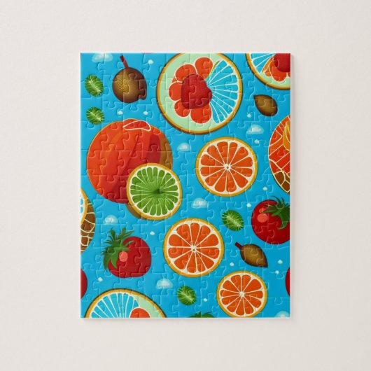 Blauwe vruchten patroon legpuzzel (Verticaal)