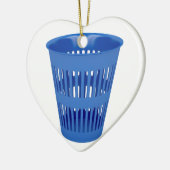 Blauwe vuilnisbak keramisch ornament (Links)