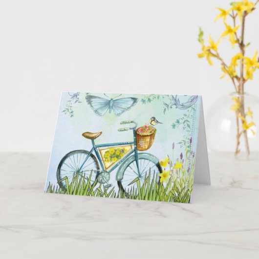 Blauwe vuilnisbakker en vogel kaart (Gele Bloem)