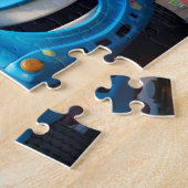 Blauwe Vuilniswagen 110-Piece Puzzel voor Kinderen Legpuzzel (Zijkant)