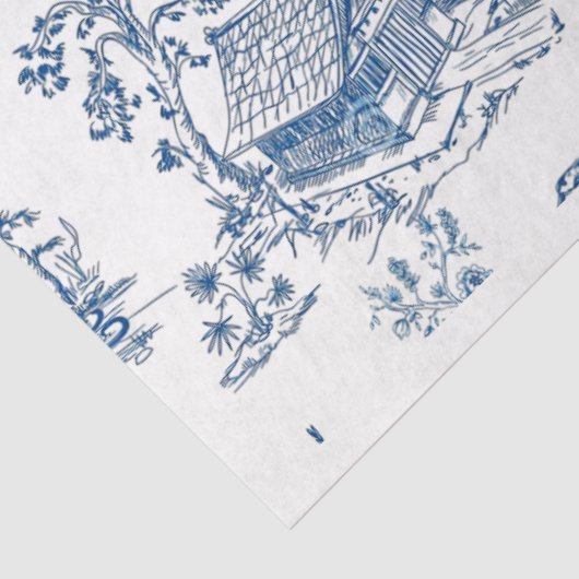 Blauwe vuilstort van de Chinoiserie Tissuepapier (Detail)