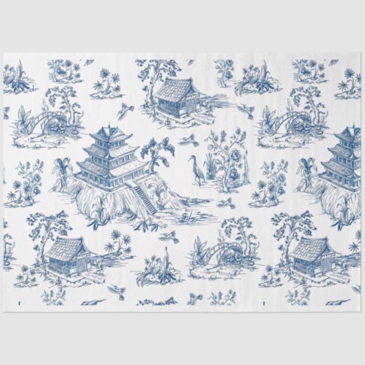 Blauwe vuilstort van de Chinoiserie Tissuepapier (Voorkant)