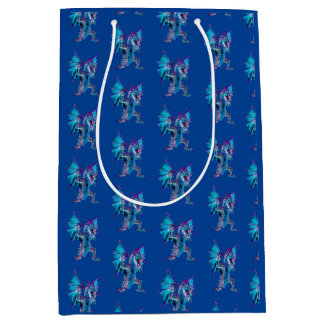 Blauwe Vuur Draak Marine Achtergrond Fantasie Myth Medium Cadeauzakje