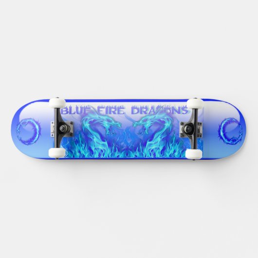 BLAUWE VUURBARE DRAGONS PERSOONLIJK SKATEBOARD (Horizontaal)