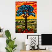 Blauwe Vuurboom Poster (Thuiskantoor)
