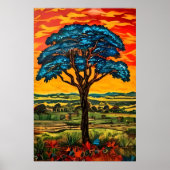 Blauwe Vuurboom Poster (Voorkant)