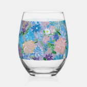 Blauwe waas Bloemen Wijnglas Zonder Voet (Links)