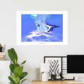 BLAUWE WALEN AFDRUKKEN POSTER (Thuiskantoor)