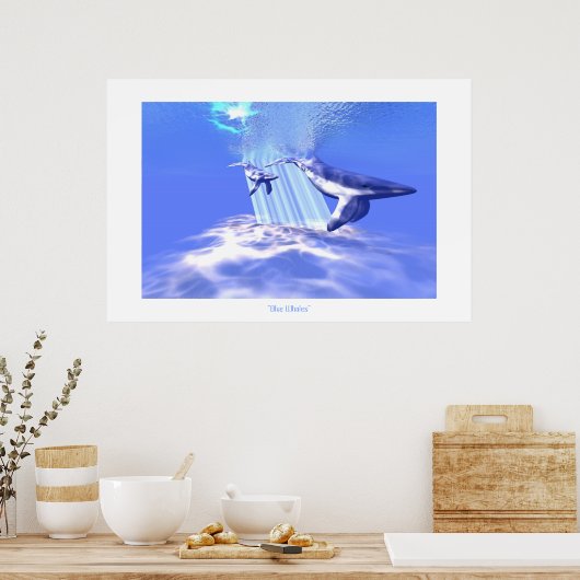 BLAUWE WALEN AFDRUKKEN POSTER (Keuken)