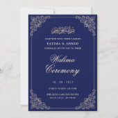 Blauwe Walima Islamitische Moslim Bruiloft Kaart (Voorkant)