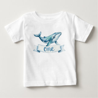 Blauwe Walvis 1e Verjaardag Baby T-Shirt