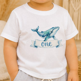 Blauwe Walvis 1e Verjaardag Baby T-Shirt
