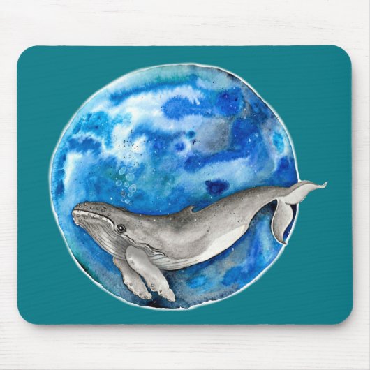 Blauwe Walvis Aarde Muismat (Voorkant)