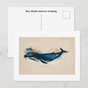 Blauwe Walvis abstracte tekening Klein Briefkaart
