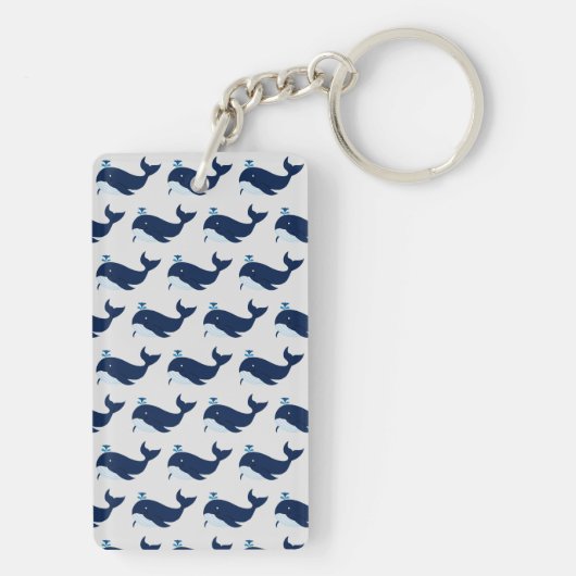 Blauwe walvis, autisch sleutelhanger (achterkant)