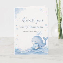 Blauwe Walvis Baby Shower Bedankkaart