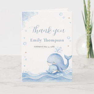 Blauwe Walvis Baby Shower Bedankkaart