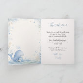 Blauwe Walvis Baby Shower Bedankkaart (Binnen)