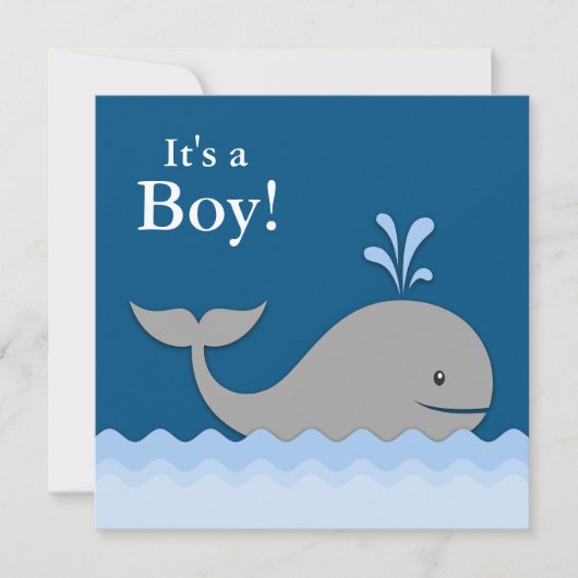 Blauwe Walvis Baby Shower Kaart (Voorkant)